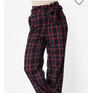 Wide leg paper bag waist pants